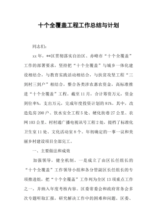 十个全覆盖工程工作总结与计划