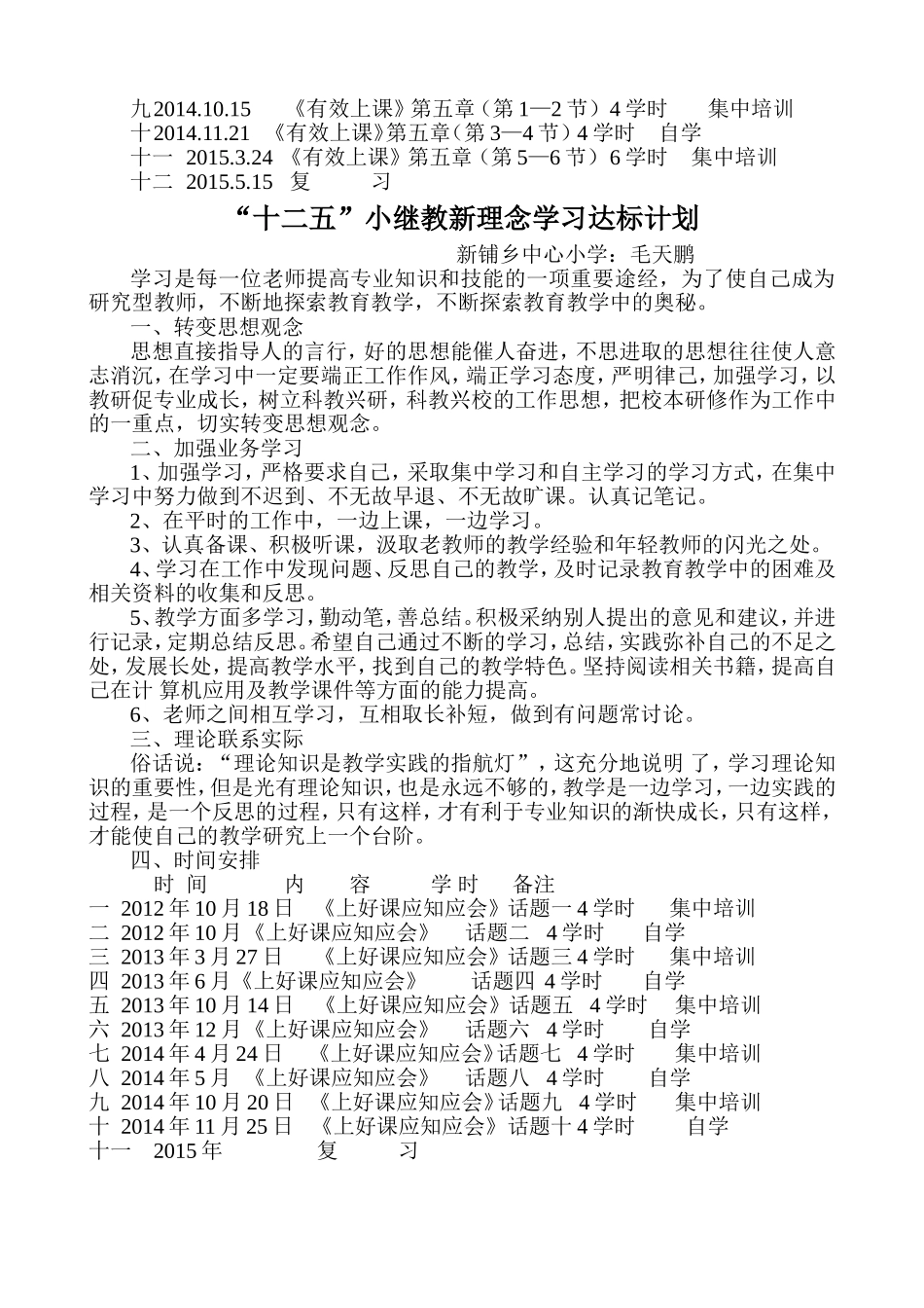 十二五小继教新方法新知识新理念新技术新师德学习计划_第2页