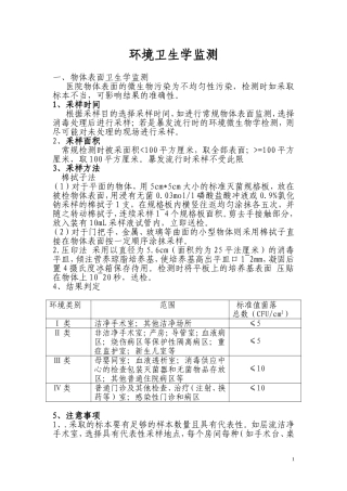 医院环境卫生学监测.