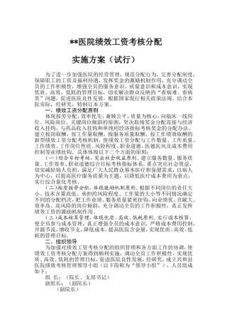 医院绩效考核方案(同名7777)