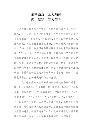 十九大报告心得体会