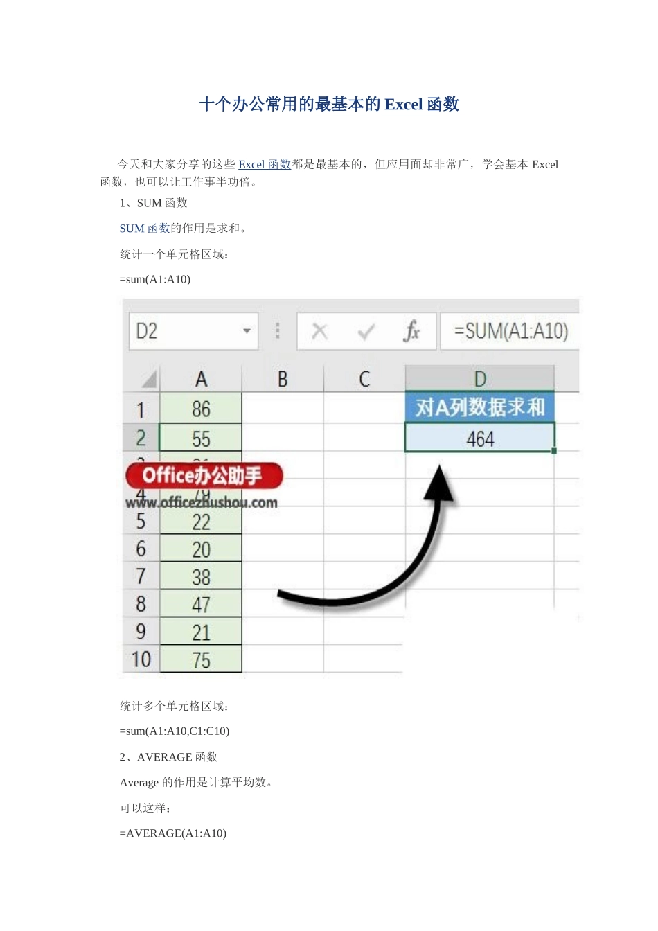 十一个办公常用的最基本的Excel函数_第1页