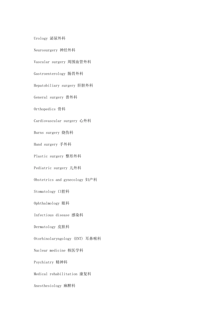 医院科室英语翻译大全_第3页