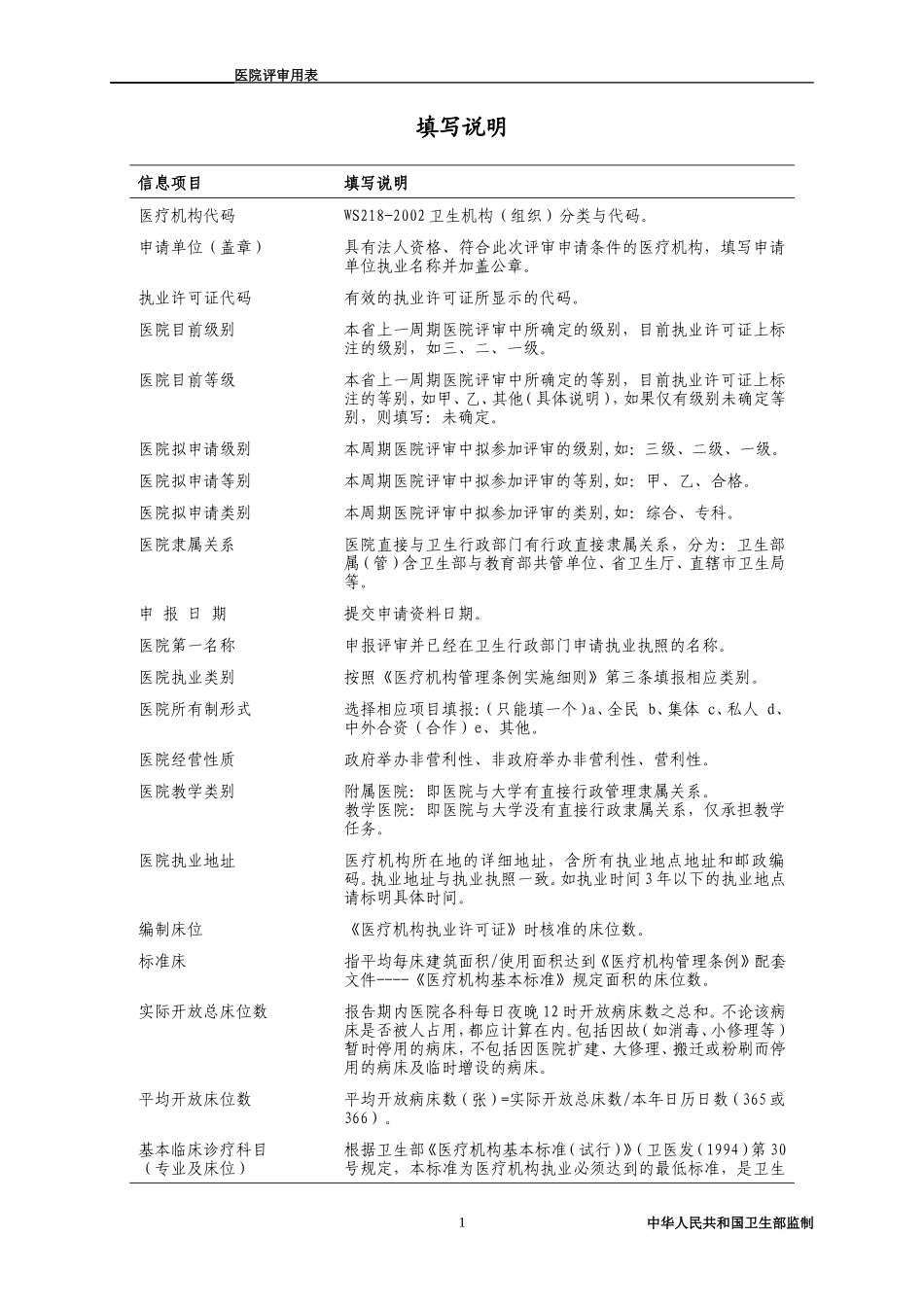 医院评审申请书(填写)_第3页