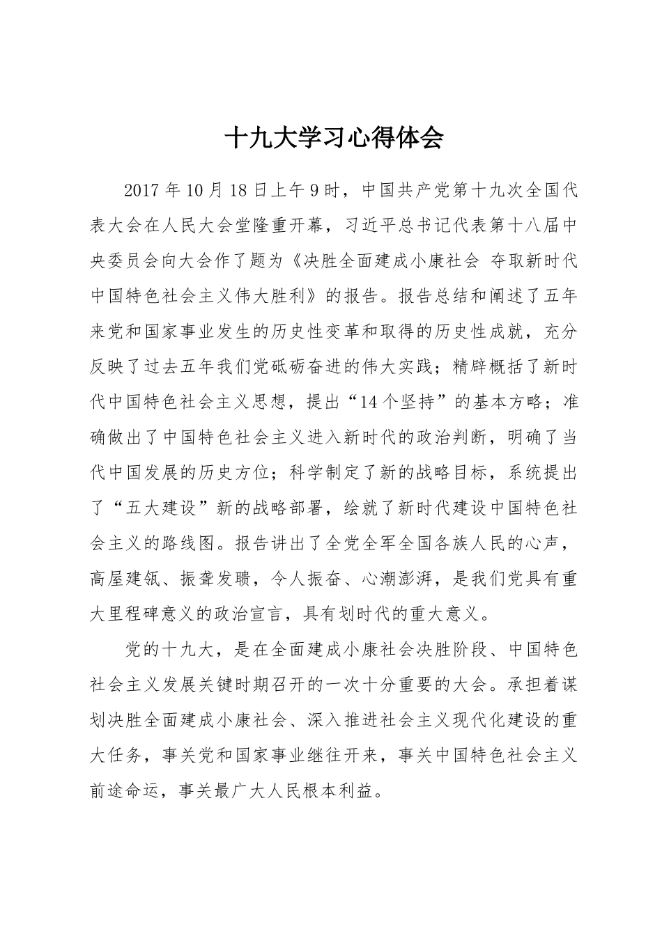 十九大学习心得--最新版_第1页
