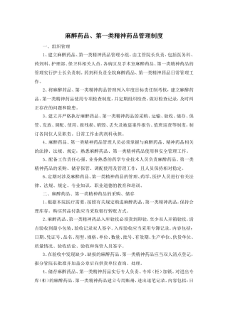 医院特殊药品管理制度