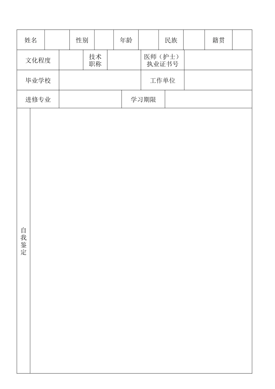 医院进修人员鉴定表_第3页