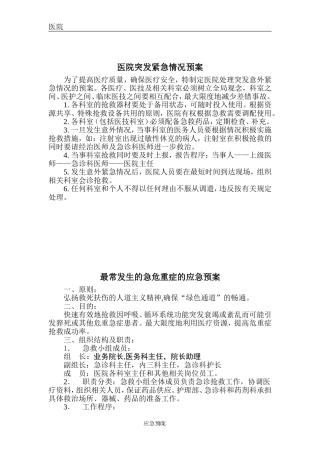 医院门诊突发紧急情况处理预案
