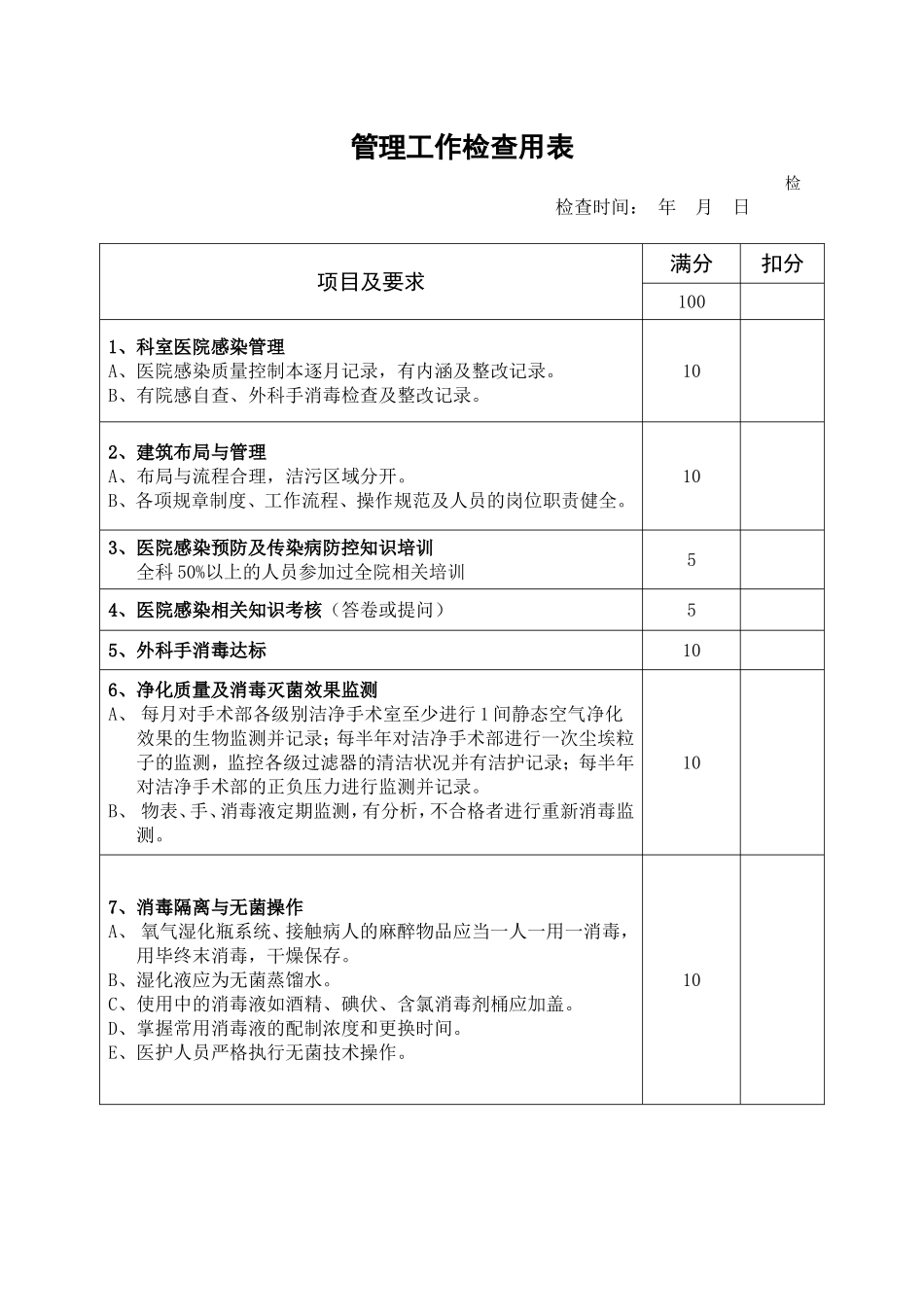 医院重点部门院感检查表(附件)_第2页