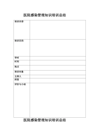 医院感染管理知识培训总结