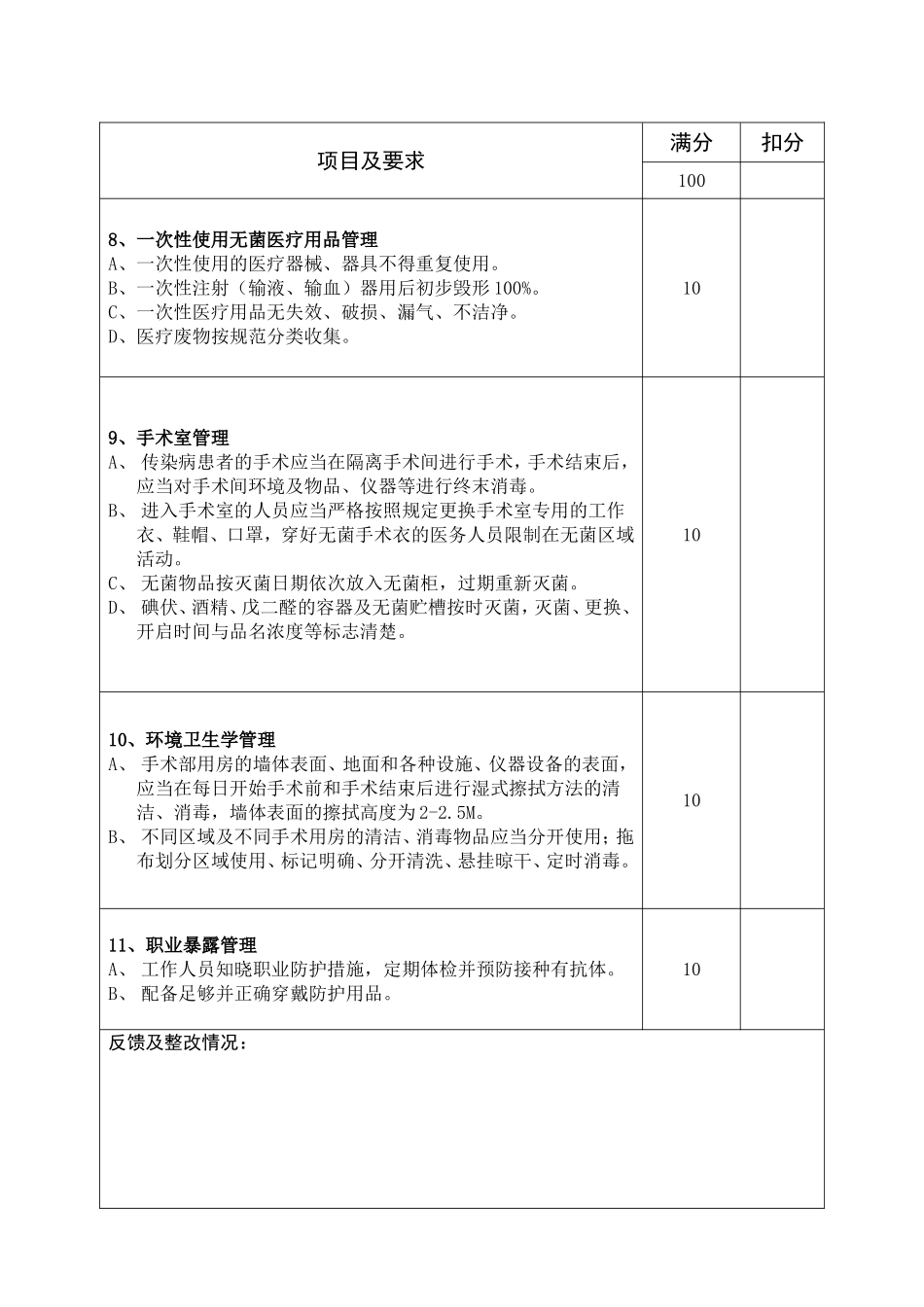 医院重点部门院感检查表_第3页