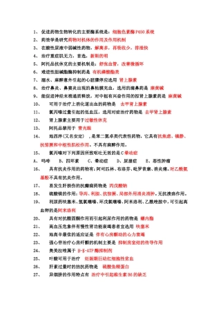 医院药学专业考试知识点总结
