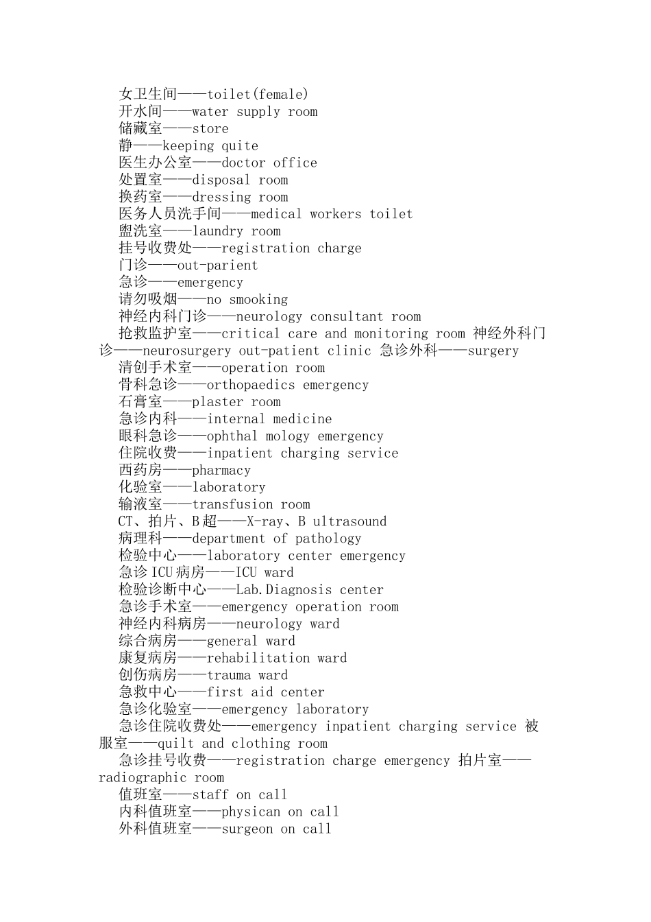 医院英语词汇大全_第3页