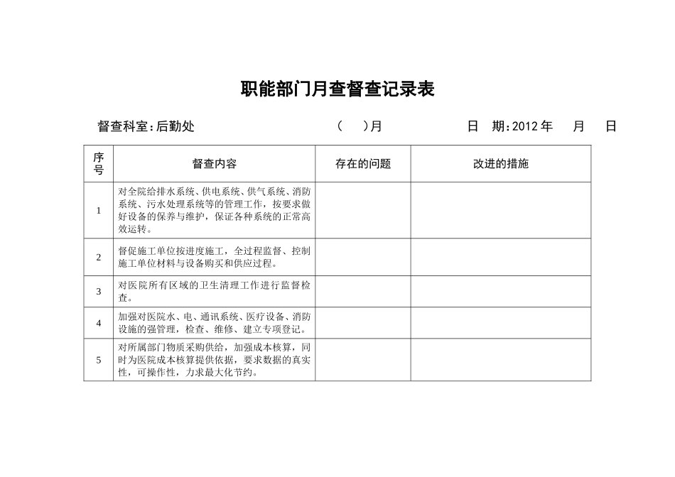 医院职能行政部门工作月查考核评价表二_第2页