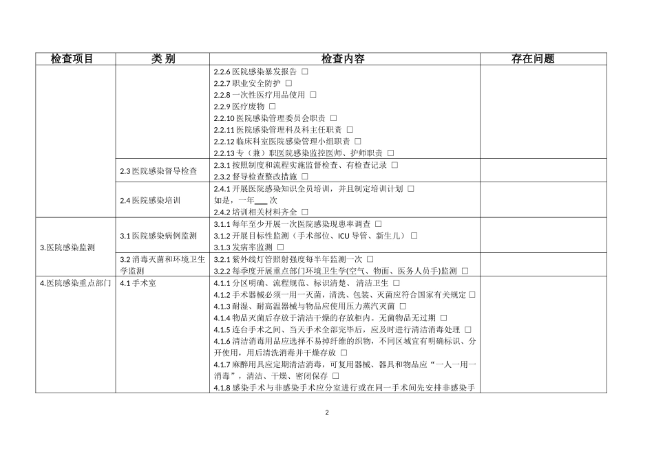 医院感染自查表_第2页