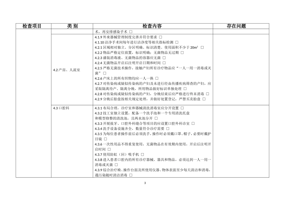 医院感染自查表_第3页