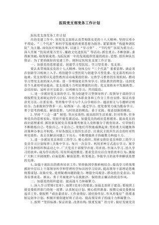 医院党支部党务工作计划-精选模板