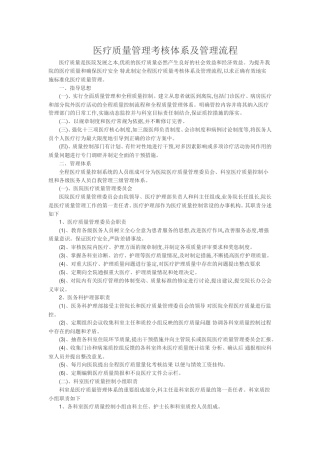 医疗质量管理考核体系及管理流程