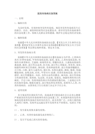 医院传染病应急预案