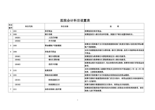 医院会计科目设置表