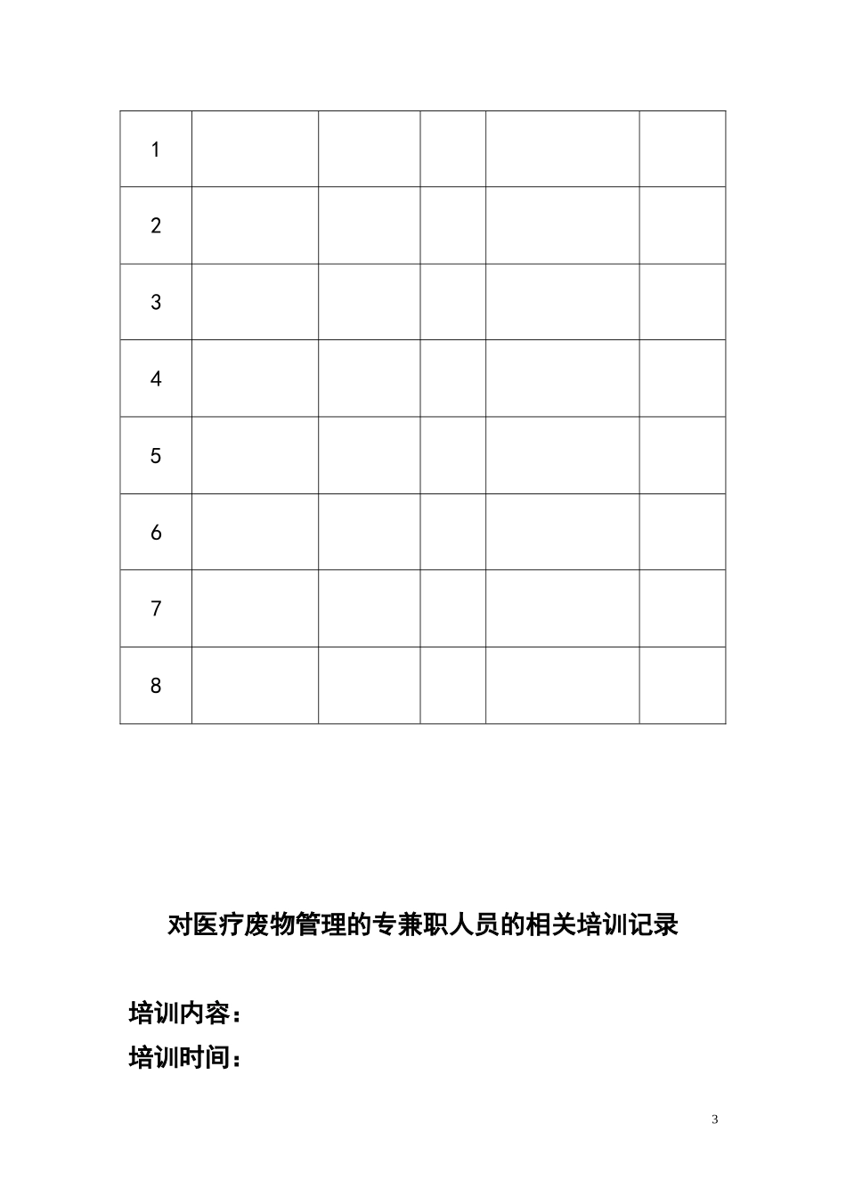 医疗废弃物管理台账资料_第3页