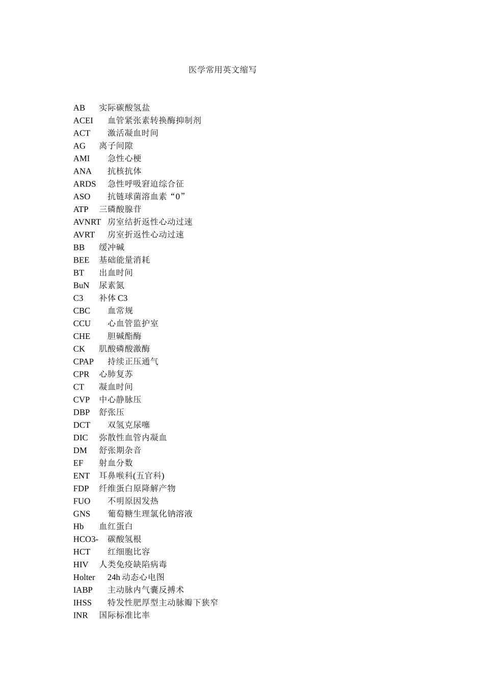 医学常用英文缩写_第1页