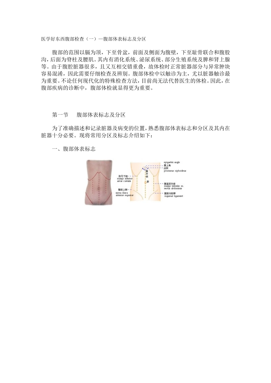 医学好东西腹部检查(一)—腹部体表标志及分区_第1页