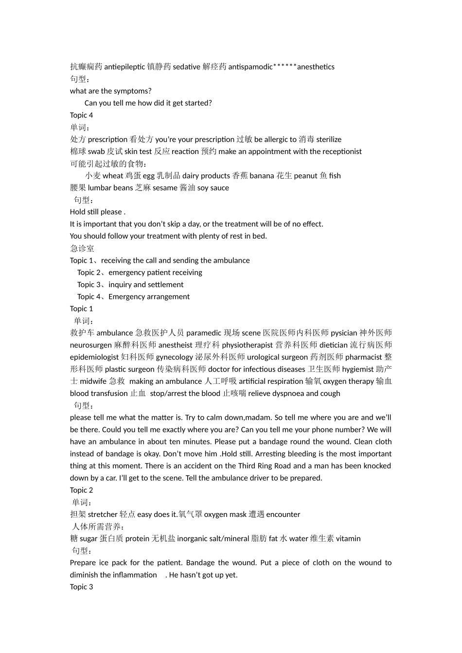 医学护理专业英语词汇大全_第2页