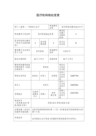 医疗机构地址变更