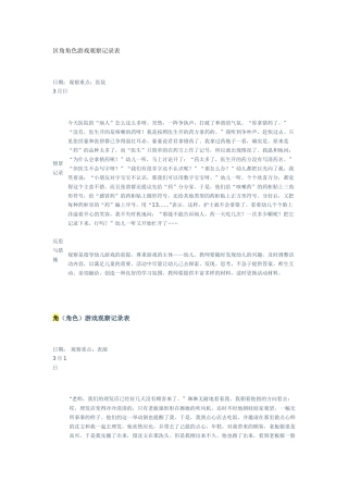 区角角色游戏观察记录表