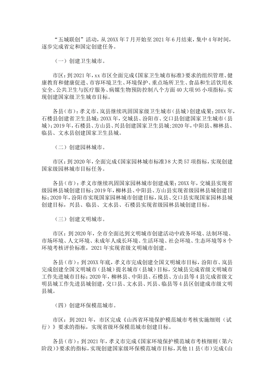 全市“五城联创”工作实施方案-总结报告模板_第2页