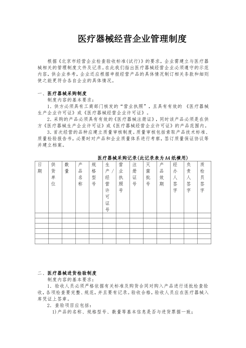 医疗器械经营企业管理制度(同名15011)_第1页