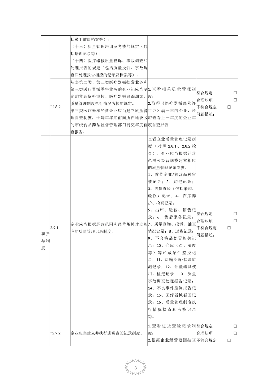 医疗器械经营质量管理规范自查表_第3页
