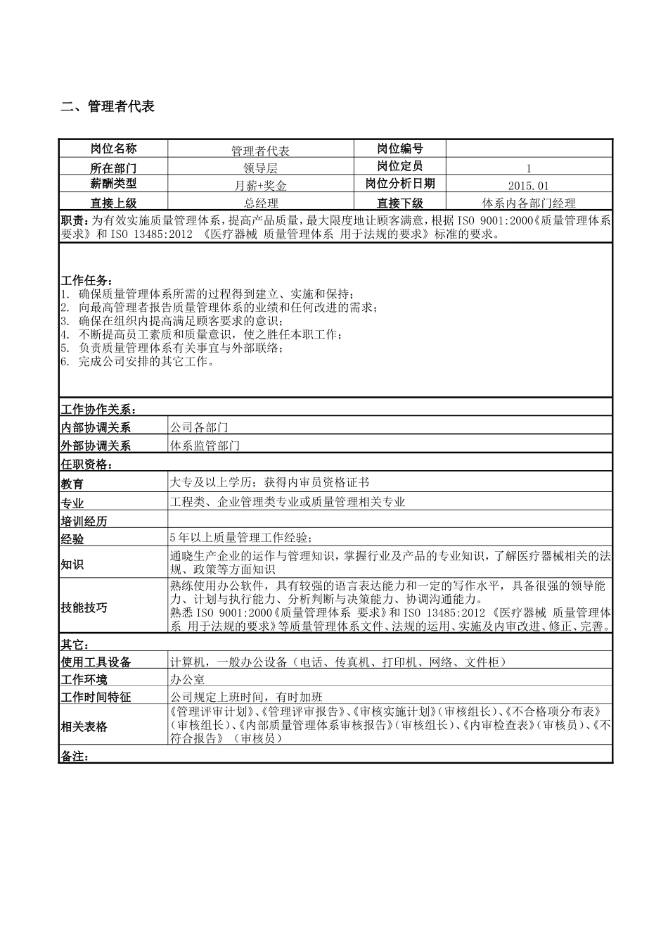 医疗器械生产企业岗位职责_第3页
