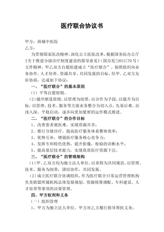 医疗联合体协议书