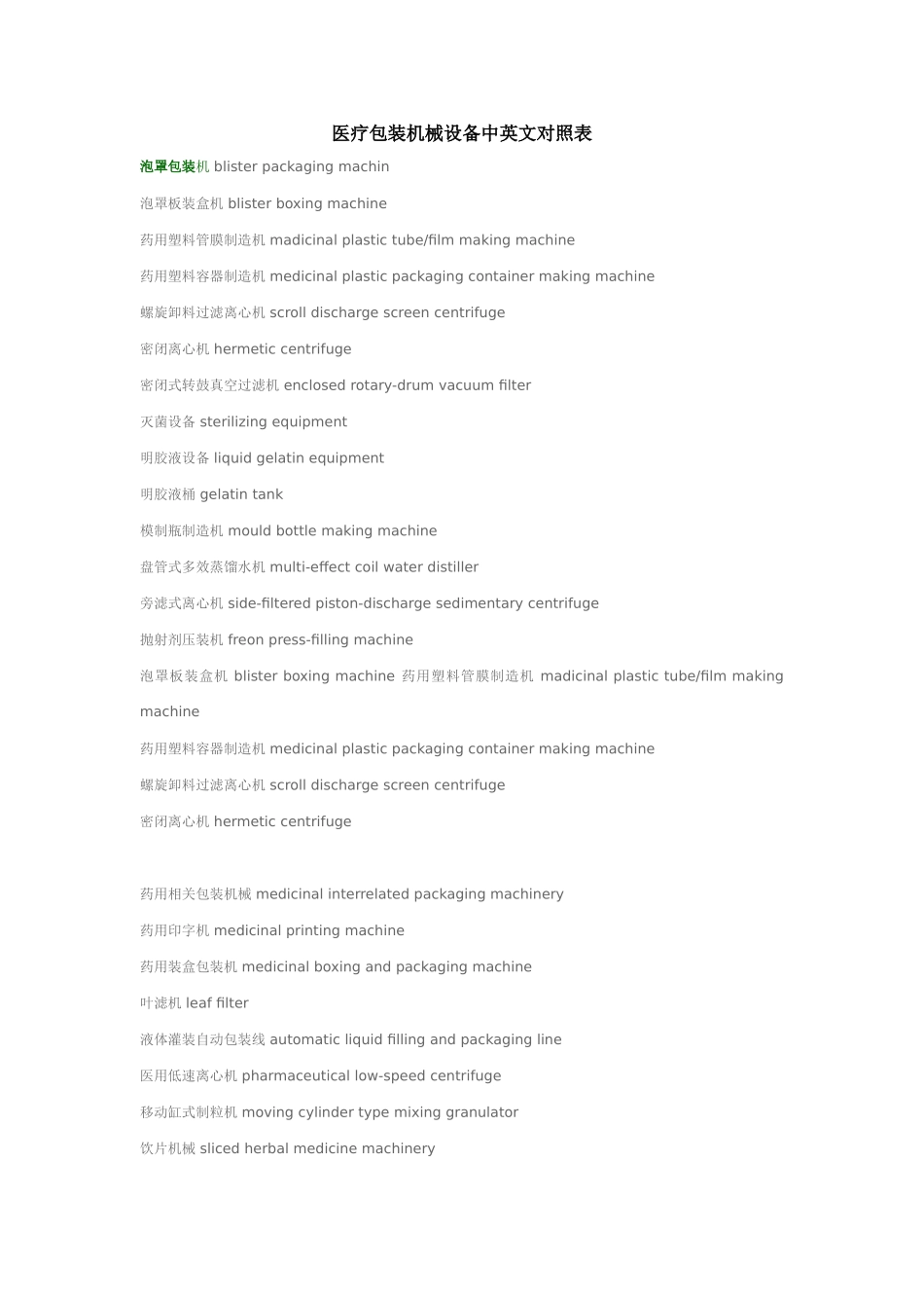 医疗器械专业英文词汇_第1页