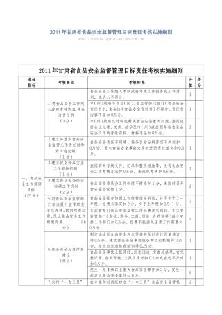 全省食品安全考核细则
