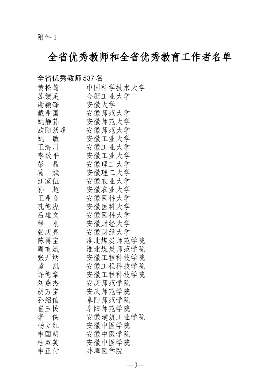 全省优秀教师和全省优秀教育工作者名单_第1页