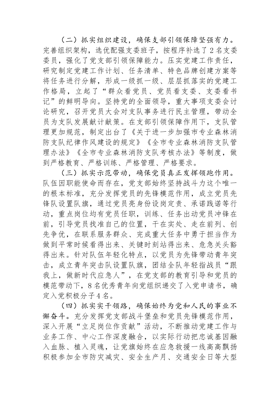 消防支队党支部关于落实全面从严治党主体责任情况的报告_第2页