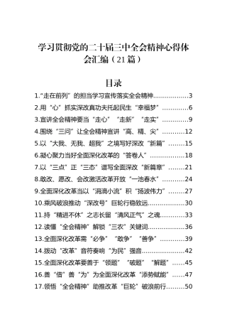 学习贯彻党的二十届三中全会精神心得体会汇编（21篇）