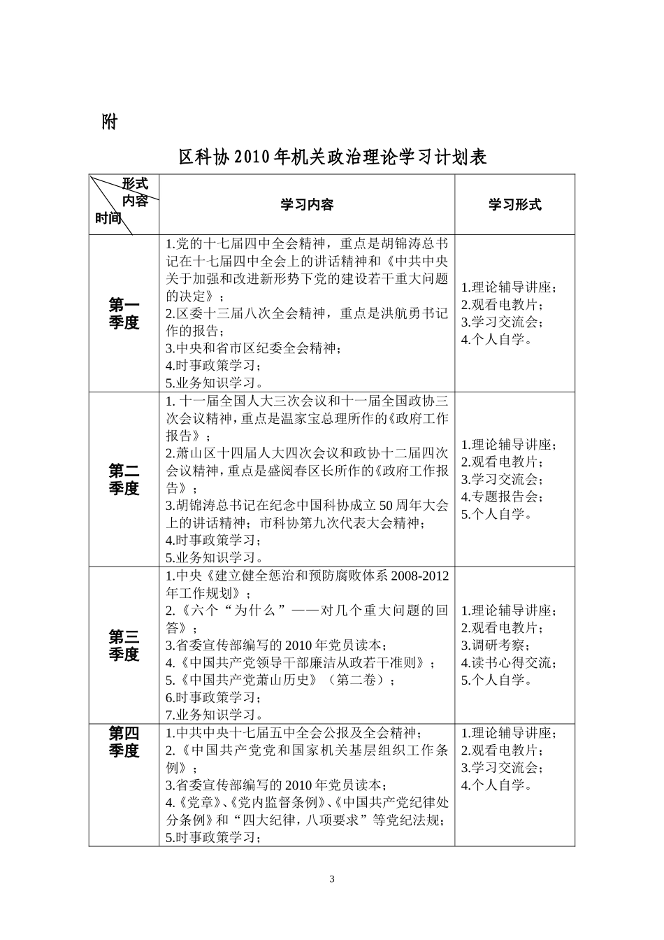 区科协2010年机关政治理论学习计划_第3页