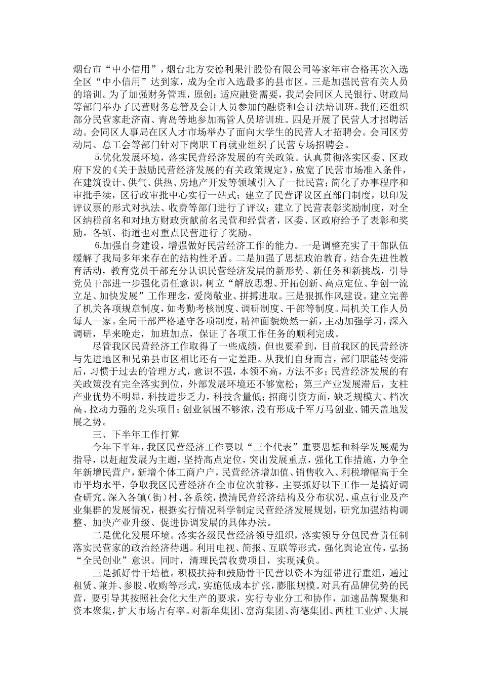 区民营经济上半年工作总结及下半年打算-精选模板_第3页