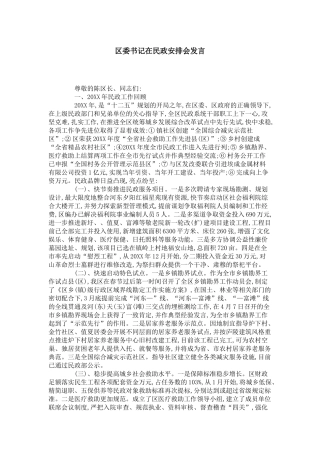 区委书记在民政安排会发言-领导讲话模板