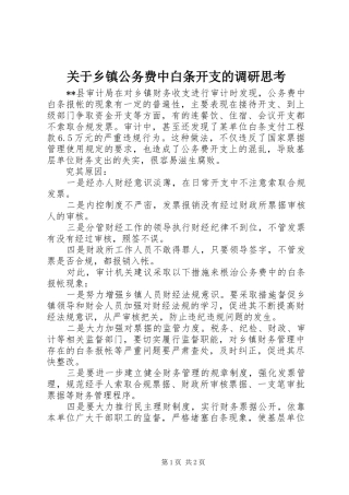关于乡镇公务费中白条开支的调研思考