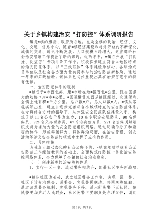 关于乡镇构建治安打防控体系调研报告