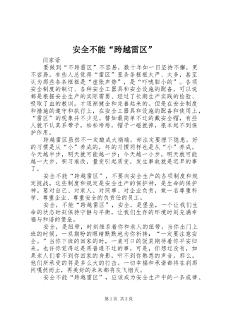 安全不能跨越雷区