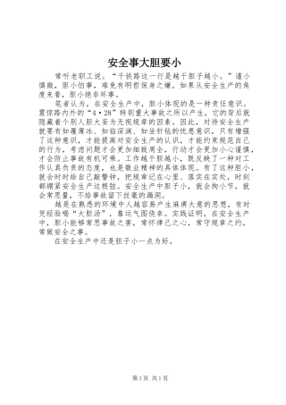 安全事大胆要小