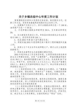关于乡镇农综中心年度工作计划