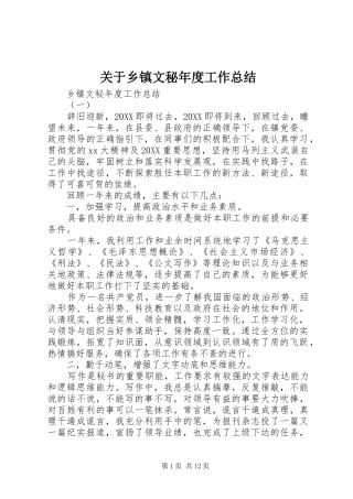 关于乡镇文秘年度工作总结
