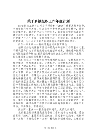 关于乡镇组织工作年度计划